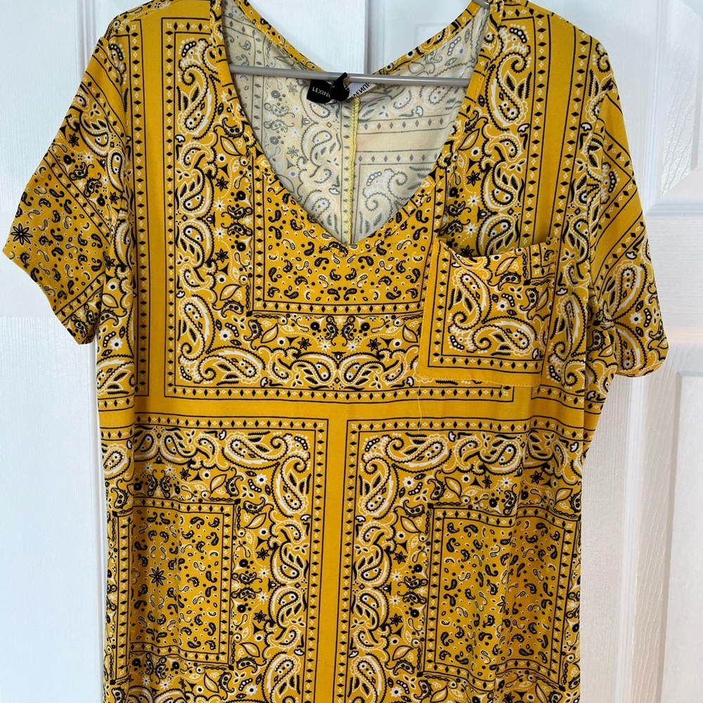 Chic Yellow Patterned Maxi Dress - image 2